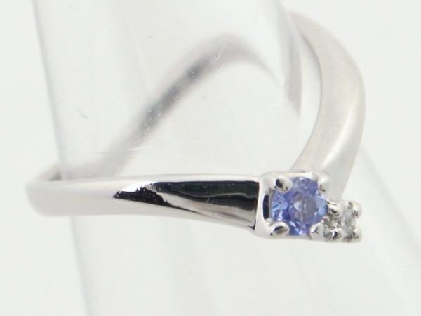 4℃ヨンドシー カラーストーン 青石 ダイヤモンド リング Pt950(プラチナ 白金) 指輪 色石 USED