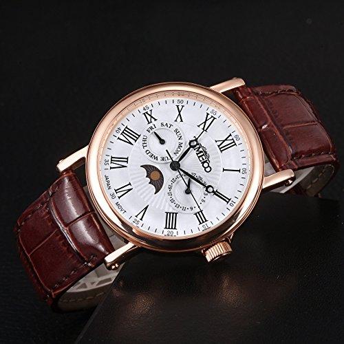 Buy TIME100 Automatic Mechanical Watch for Men Sun Phase Skeleton Leather  Strap (Rose Gold) Online at Low Prices in India - Amazon.in