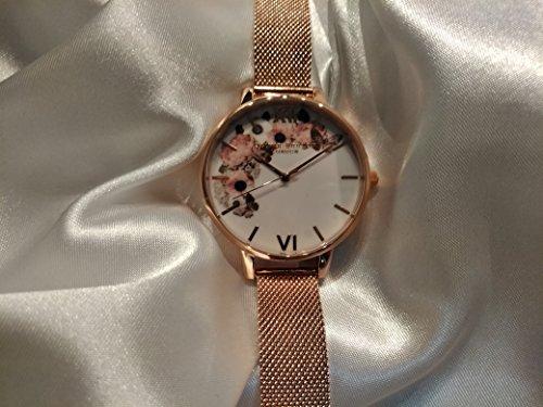 Olivia burton winter shop garden rose gold mesh