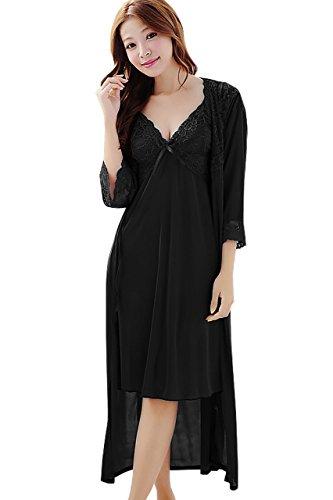 Long Satin Nightgown And Robe Set