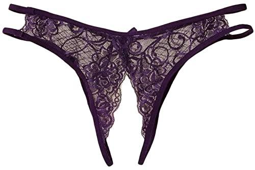 MYG Women Lace T-back Thong G-string Panties Lingerie Knickers Open Crotch  Underwear