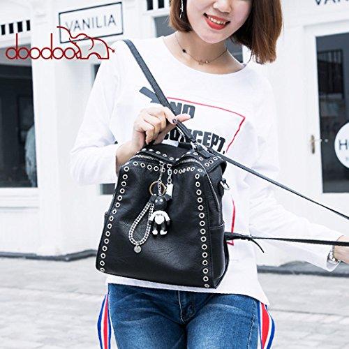 DOODOO レディース リュック ミニ バックパック Mini Rucksack Pack Bag for Women PUレザー ポシェット  ブラック [並行輸入品]