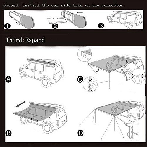 DANCHEL 4WD 車用サイドオーニング【1.5x2~2.5x3m】【1~5人用タープ】4シーズン防水 ソロ 広い 車用タープ 車中泊  サンシェード カーテント キャンプ用品 アウトドア 組立簡単 持ち運び便利 (グレー%ｶﾝﾏ% 2x2.5m) [並行輸入品]