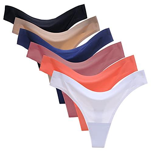 Buy [OKEER] t-back ladies T-back shorts nice ass sexy underwear women  t-back set seamless shorts no-line sounding (6 pieces set / 3 pieces set)  (warm color mixing [6 pieces set]% kamma% M)