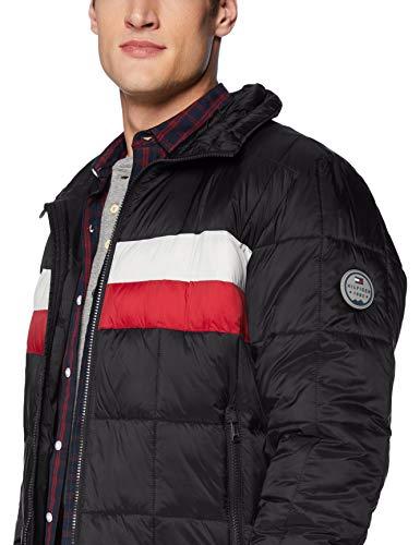 tommy hilfiger men's quilted bomber hoody color block