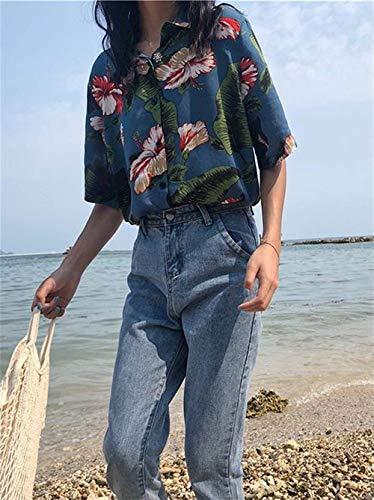 Summer Womens Floral Hawaiian Shirts Blouse Ladies Loose Beach