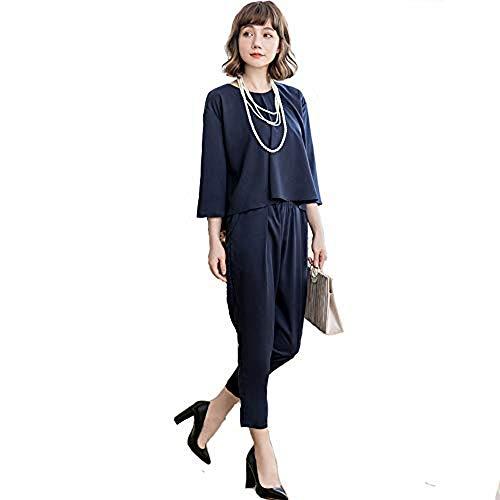 ZXUFJ Women Chiffon Pant Suits Formal Elegant Office Ladies Work Pantsuits Blouse  Top Wide Leg Pants 2 Piece Set Outfits Spring Summer (Color : White, Size :  L code) price in UAE |