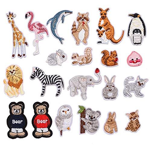 Buy [Wdlife] Animal Patch Iron Embroidery Patch Storm Rabbit Cat Elephant  Kangaroo Penguin Various Animals Kirin Elephant Tancho Panda Owl Cat Dog  Dolphin Patch Applique DIY Clothes Small size cute decoration [21