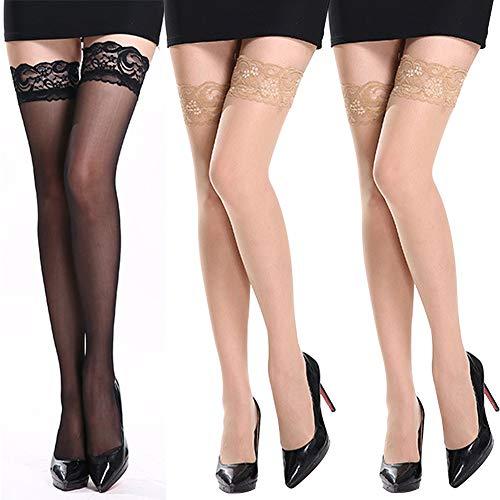 Buy NANOOER [Strengthened version] 3-pair garter stockings, stockings with  Sabrina silicone stopper Black sexy floral lace stockings Non-slip tights  with silicone resin from Japan - Buy authentic Plus exclusive items from  Japan