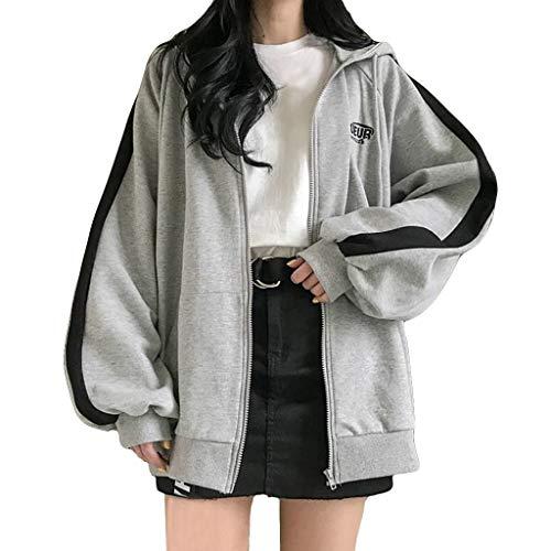 Buy Hoodie Noldares Pullover Zip-up Long Sleeve Hooded Big Silhouette  Simple Ladies Fashionable Plain Tops Sweatshirt Coat Loose Thick Sweatshirts  Large Size Casual Outerwear Spring Autumn Winter Brushed Back Korean  Fashion (Gray
