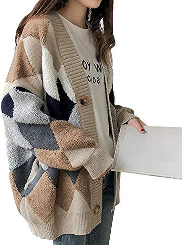 [Second Roots] Argyle Cardigan Boa Mokomoko Warm Long Sleeves Large Size  Big Silhouette Big Big Silhouette Loose Long Body Cover Comfortable