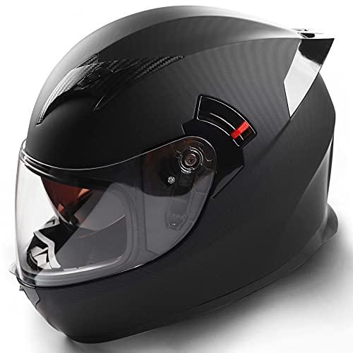 「Super Eagle」サンバイザー付き、柔らかい内装、ファッションフルフェイスヘルメット (Ｍatt.カーボン%ｶﾝﾏ% XL)