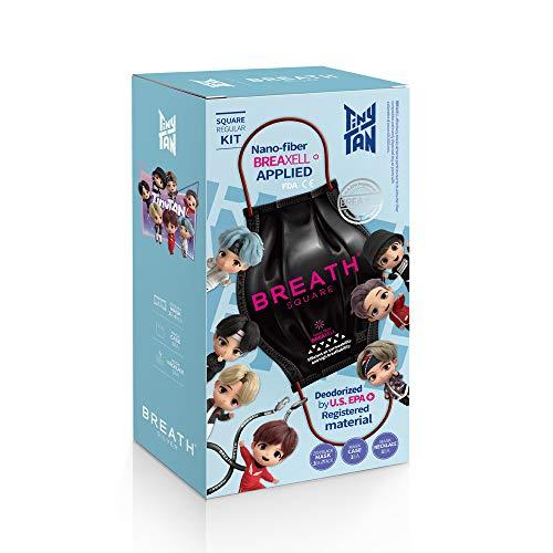 [Official licensed product] BREATH TinyTAN SQUARE KIT Regular Black (21  pieces, with mask case) BTS TinyTAN x BREATH Silver Mask (Black)