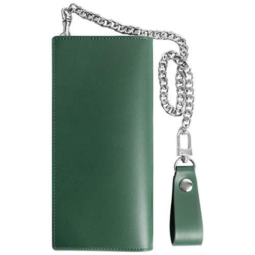 Men's large wallet with coin purse in green leather