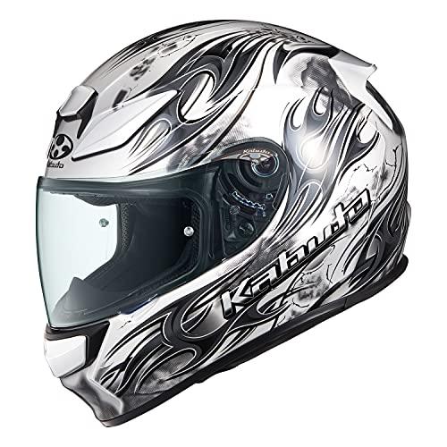 OGK KABUTO Bike Helmet Full Face SHUMA FLAME Pearl White Black (Size: L)