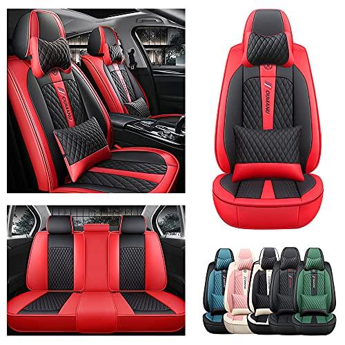 Luxury Leather Front + Rear Car Seat Covers 5-Seats Cushion Full