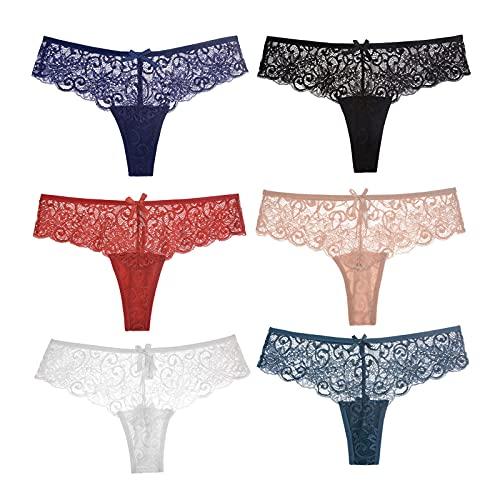 Buy [Bobo & Hanhan] Lace T-back shorts Sexy 6-piece set Underwear that is  hard to resonate Nice ass Female t-back Low-rise (set% Kanma% L) from Japan  - Buy authentic Plus exclusive items