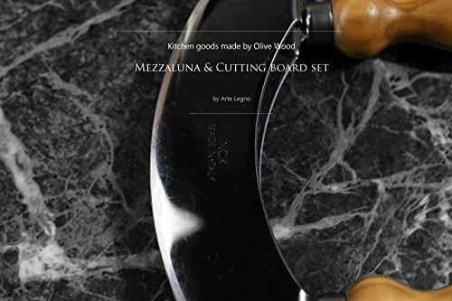 オリーブの木 メッツァルーナ & ボード セット アルテ・レンニョ社 イタリア製 (Italian Olive wood Mezzaluna &  Board Set by Arte legno)