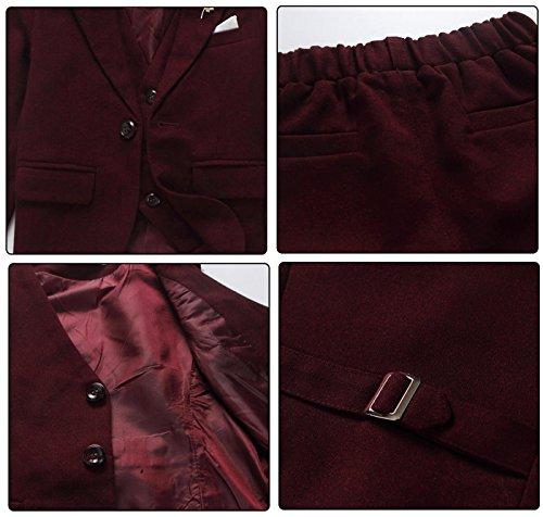 Fengchengjize Boys 3 Piece Modern Fit Suit Solid Dress Suit Jacket Vest  Pants 3T-10