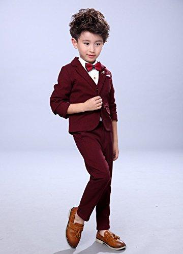 Fengchengjize Boys 3 Piece Modern Fit Suit Solid Dress Suit Jacket Vest  Pants 3T-10