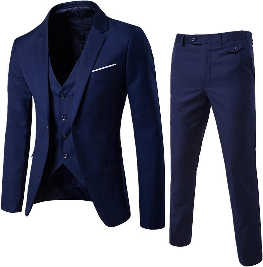 Buy Lanbaosi Suit Men's Stylish Suit 3-Piece Set Single Formal