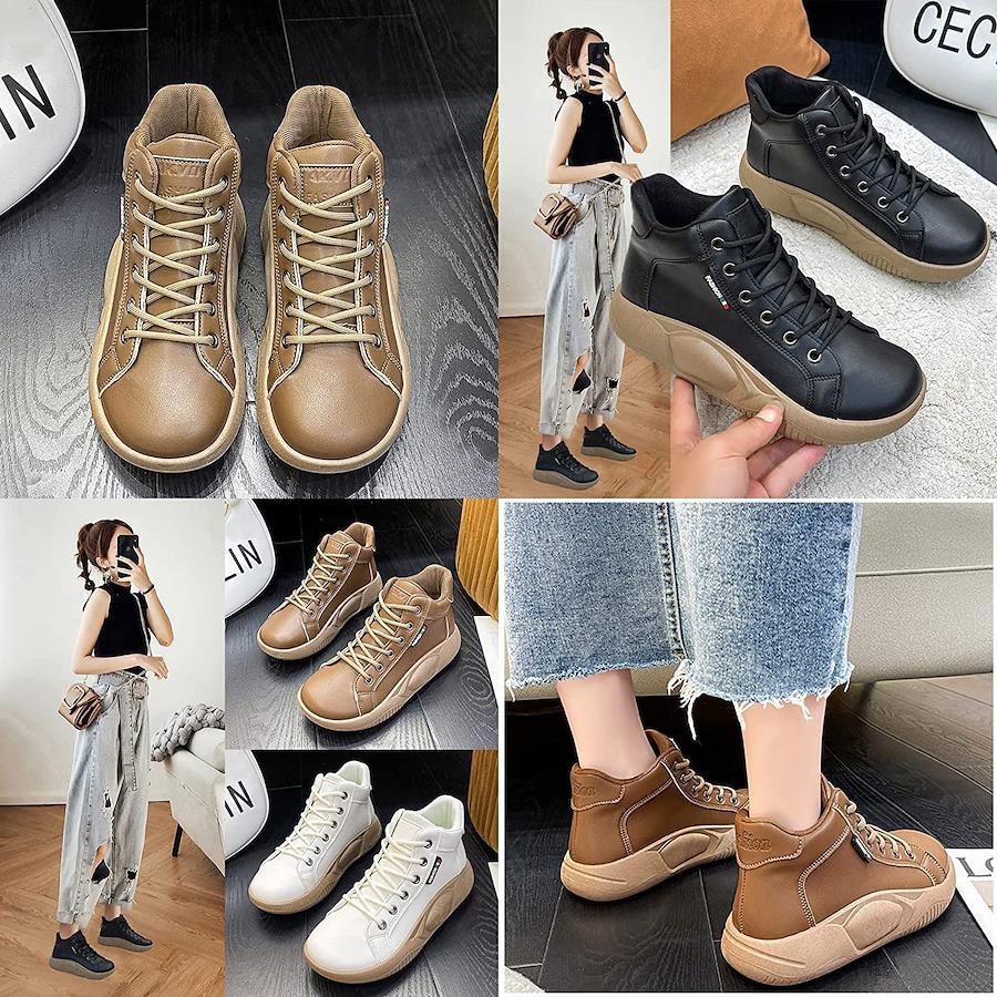 Womens Genuine Leather Sneakers Boots black Genuine Leather 