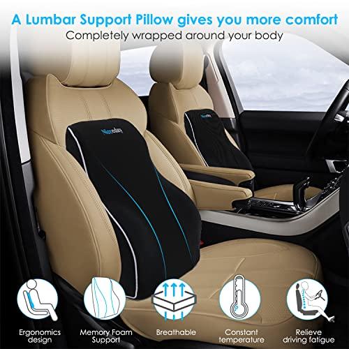 Memory Foam Car Seat Cushion and 3D Mesh Lumbar Support Pillow