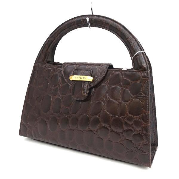 Buy KIMIJIMA Handbag crocodile embossed brown with tags Ladies