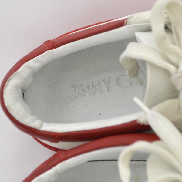 JIMMY CHOO / ジミー チュウ ■JIMMY CHOO　レザースニーカー　白赤　サイズ43 26.5ｃｍ  ブランド【メンズ/MEN/男性/ボーイズ/紳士】【靴/クツ/シューズ/SHOES】 【中古】