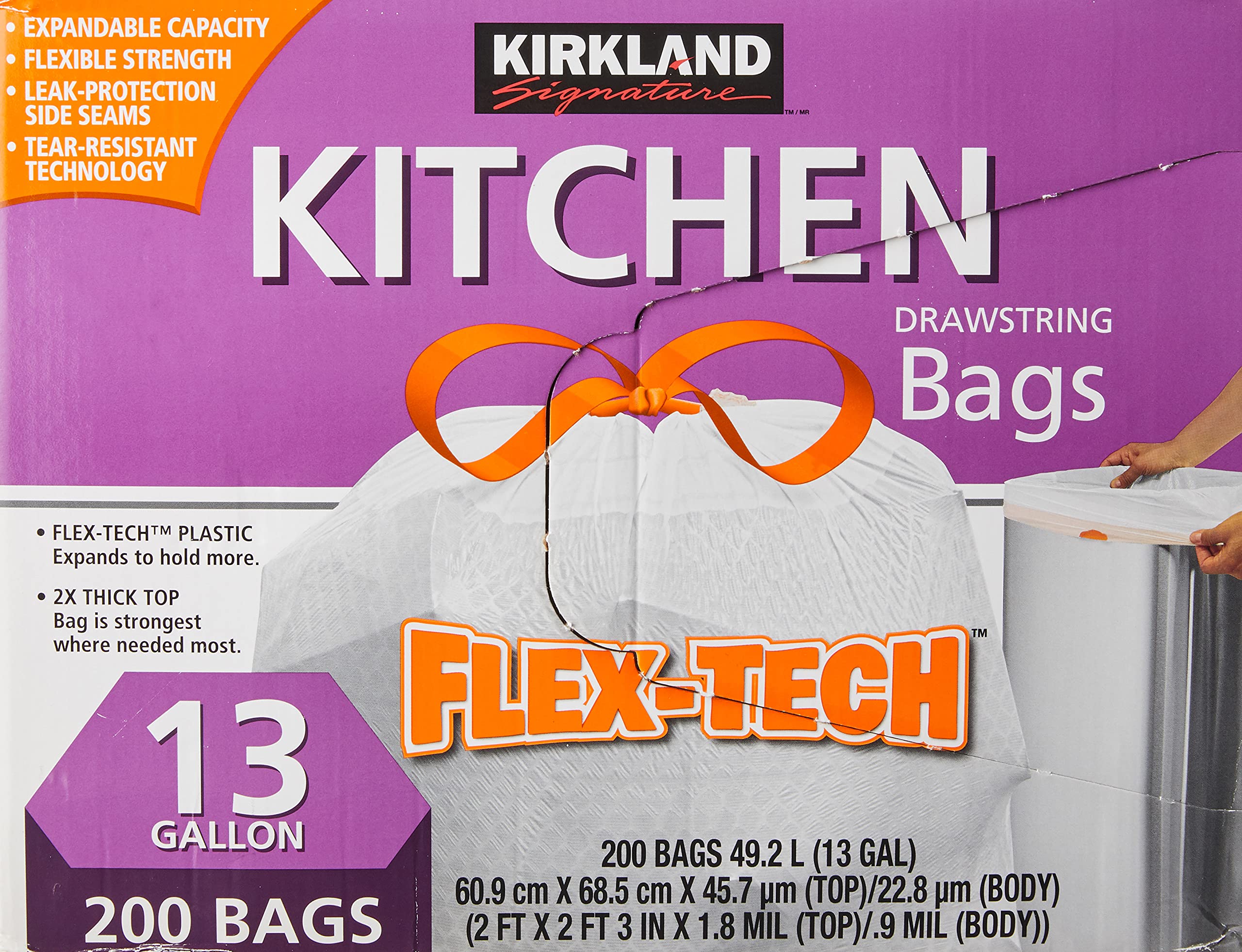 Kirkland Signature Extra Large Drawstring Trash Bags, Flex-Tech