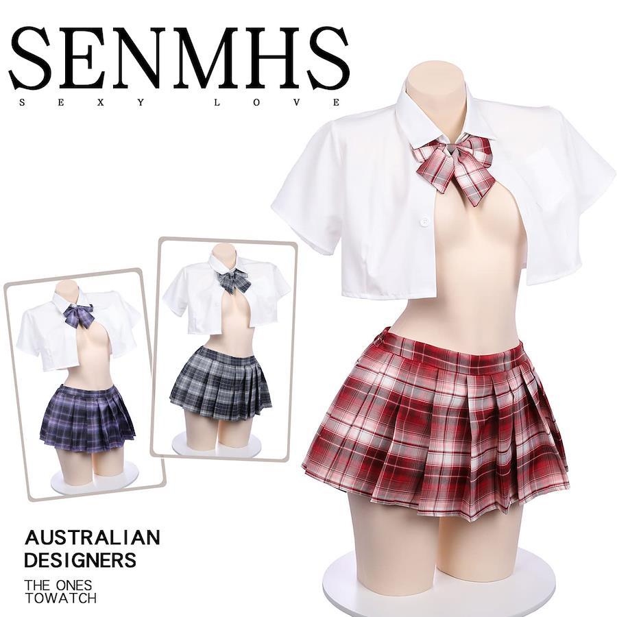 Buy [SENMHS] Cosplay Sexy Sailor Short Sleeve Uniform Girls Uniform High  School Students High School Girls Cute Cosplay Costume Mini Skirt Sexy  Extreme Free Size 4 Piece Set Short Sleeve Tops Mini