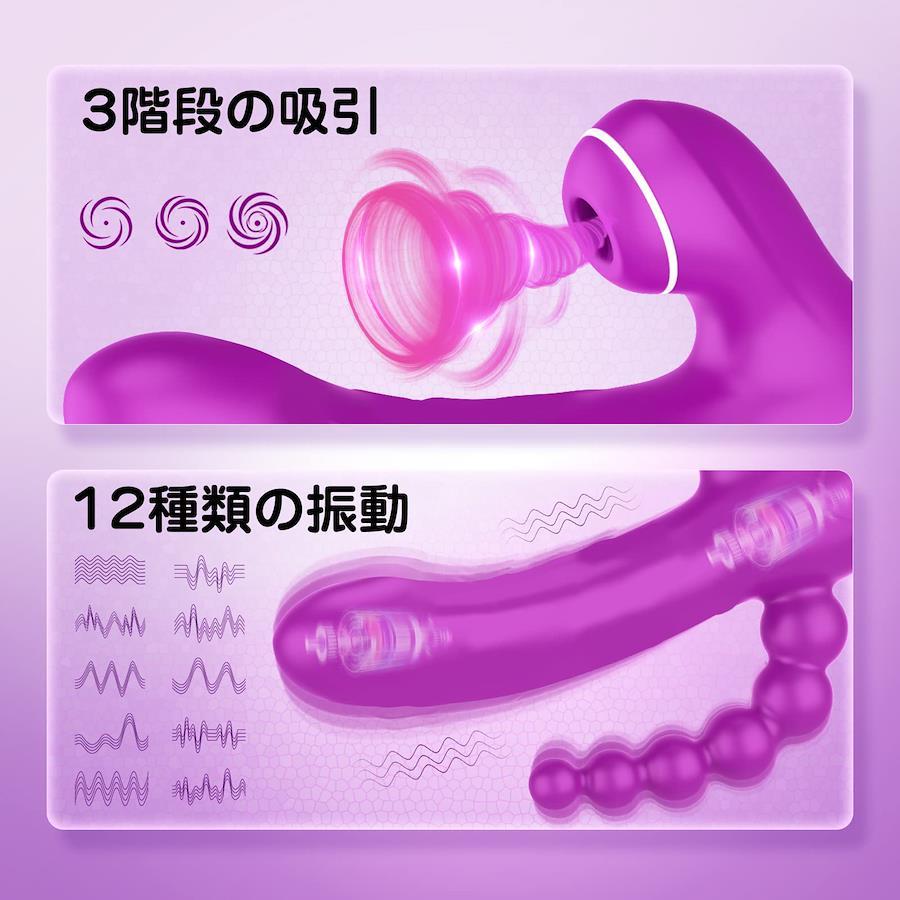 Buy Piston Vibrator, 3 in 1 Suction Vibrator, Anal Beads 12 Types of Vibration + 3 Types of Suction Buttons + Development 6-Piece Set G-Spot Stimulation, Electric Dildo for Women, 3-Point Simultaneous pic