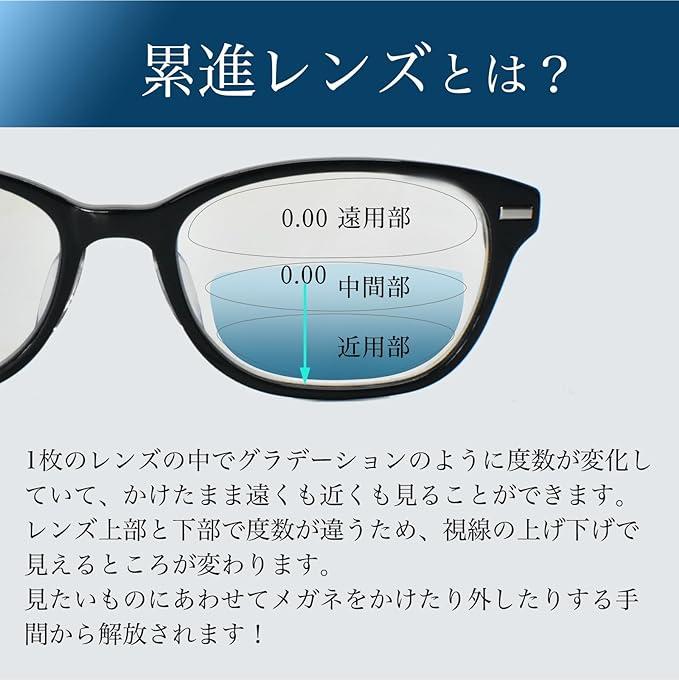 老眼鏡 遠近両用 シニアグラス ブルーライトカット おしゃれ 累進多