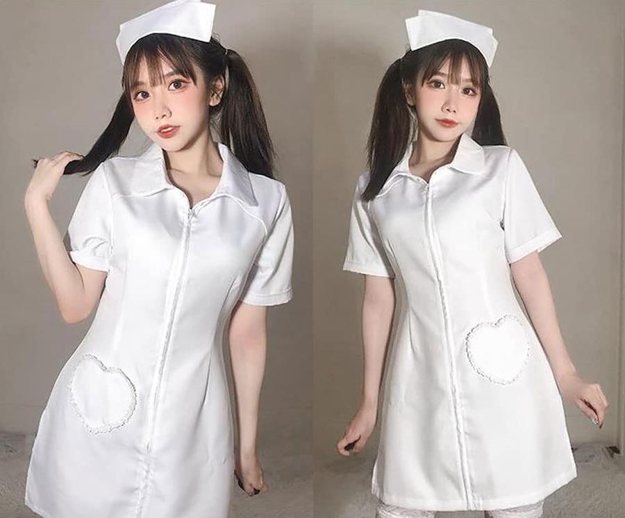 Women's White Nurse Costume Cap