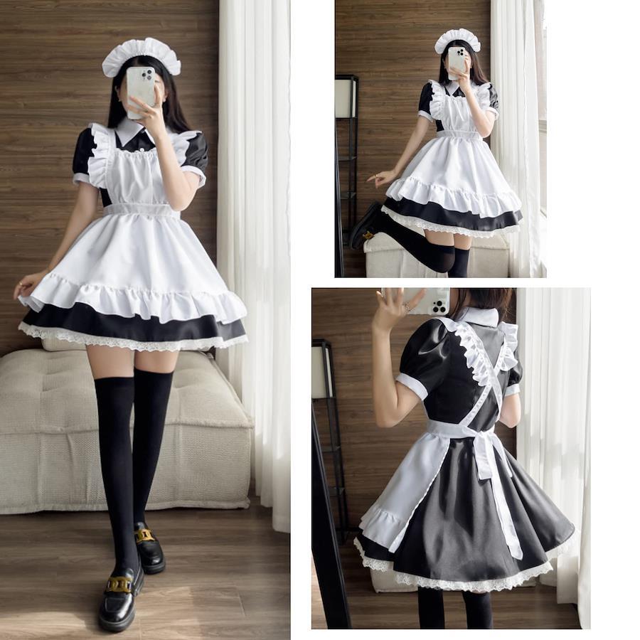 FULINE] メイド服 コスプレ コンカフェ メイド エプロン 定番 ショート