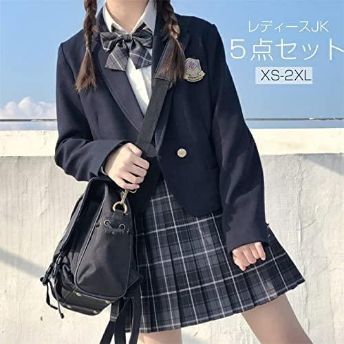 cnstone] 女子高生 制服 学生服 セーラー服 JK制服 女子高生 高校制服 5点セット リボン ブレザー スカート チェック セット スクール  ファッション レディース お揃い 卒業式スーツ ハロウィン コスプレ (L_ ブラック) - 日本の商品を世界中にお届け | ZenPlus