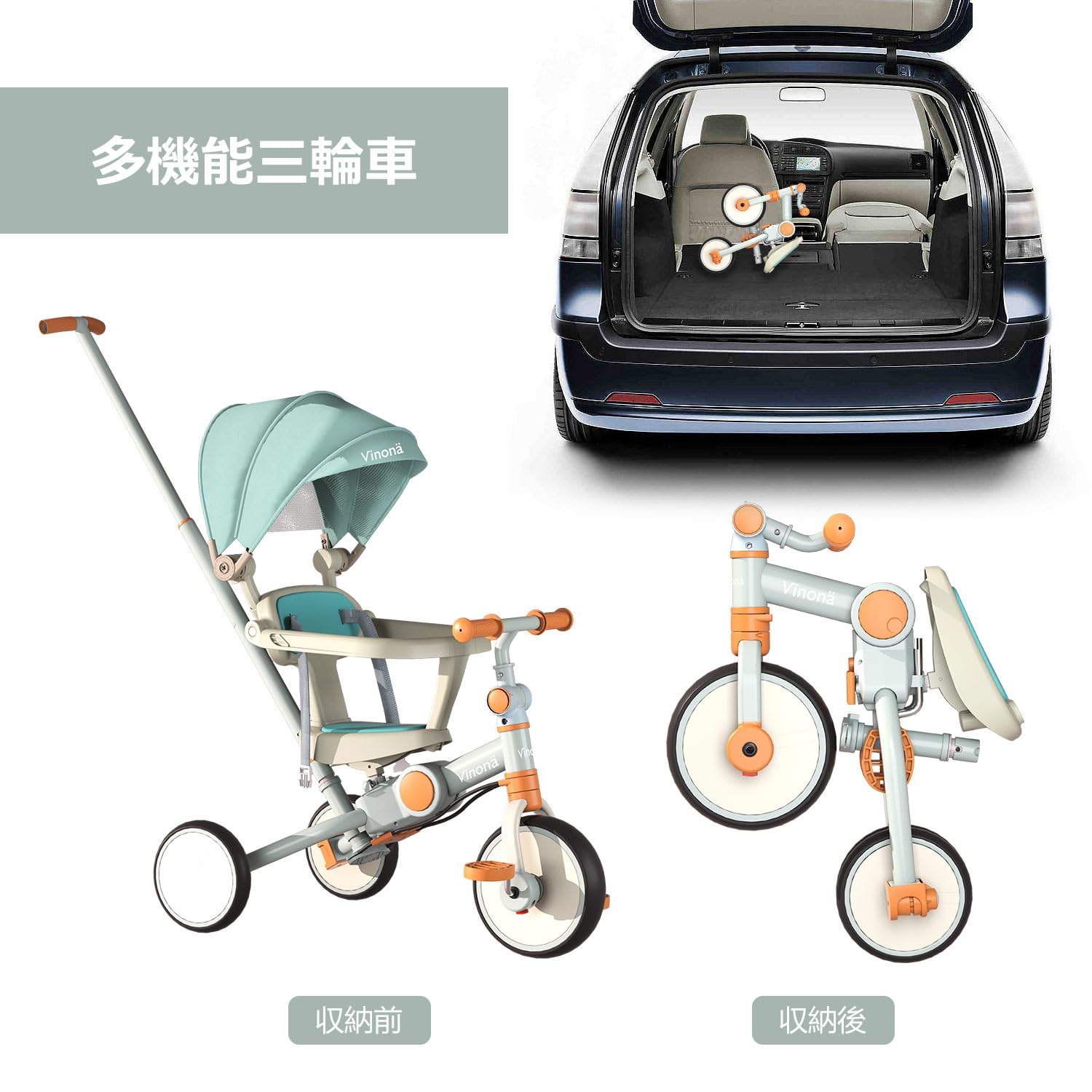 Tricycle with push bar hot sale