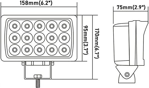 トラクター作業灯 角形45W 6000K 補助灯 広角 オフロード ヘッドライト