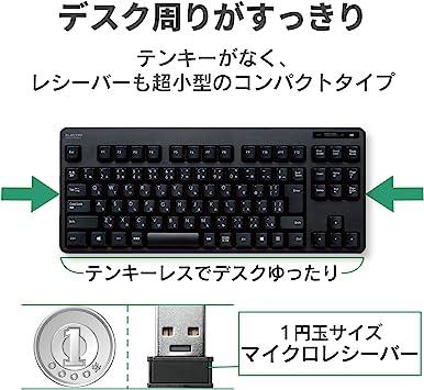 Elecom Keyboard [Mouse Set] Wireless (Receiver Included) Membrane Compact  Keyboard Black TK-FDM105MBK