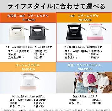 Panasonic NI-FS550-PP Clothing Steamer - Pale Pink, Japan Import, Ceramic Coated Soleplate, 950W, 2.5m Cord - View #6