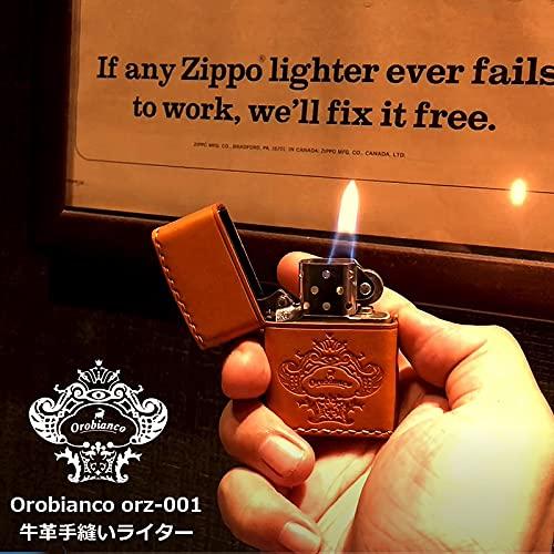 Orobianco Zippo Genuine Cowhide Leather Hand-stitched Lighter Camel ORZ-001  OROBIANCO ZIPPO Lighter Flint Ignition Type Made in Japan Genuine Gift