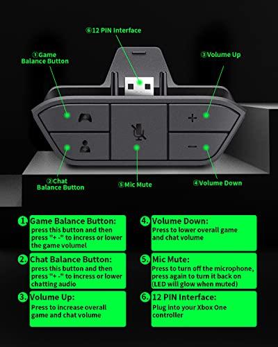 AOJAKI ステレオヘッドセットアダプター Xbox コントローラーアダプター Xbox マイクアダプター Xbox One/One  S/X/Elite 1/Elite2/シリーズS/Xコントローラー用 オーディオバランス調整 (ゲームサウンド&ボイスチャット) 低遅延
