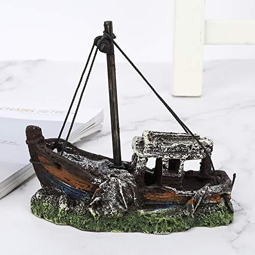 Small Resin Fishing Boat Decorative Ornament (E)