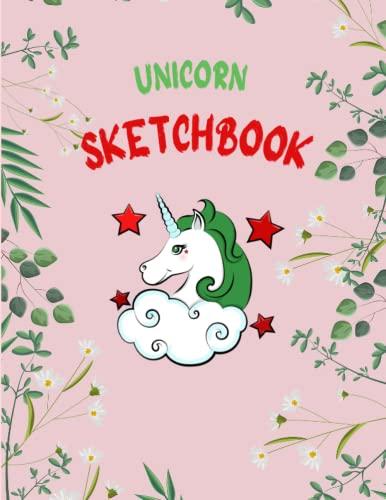 Sketch Book for Girls: Cute Unicorn Glitter Background; Large