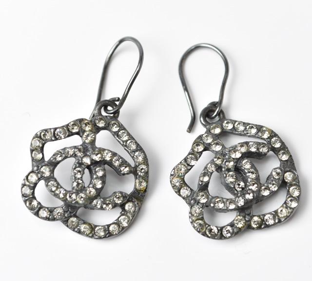Buy Chanel Earrings Chanel Camellia Motif Coco Mark Rhinestone Chrome  Silver from Japan - Buy authentic Plus exclusive items from Japan