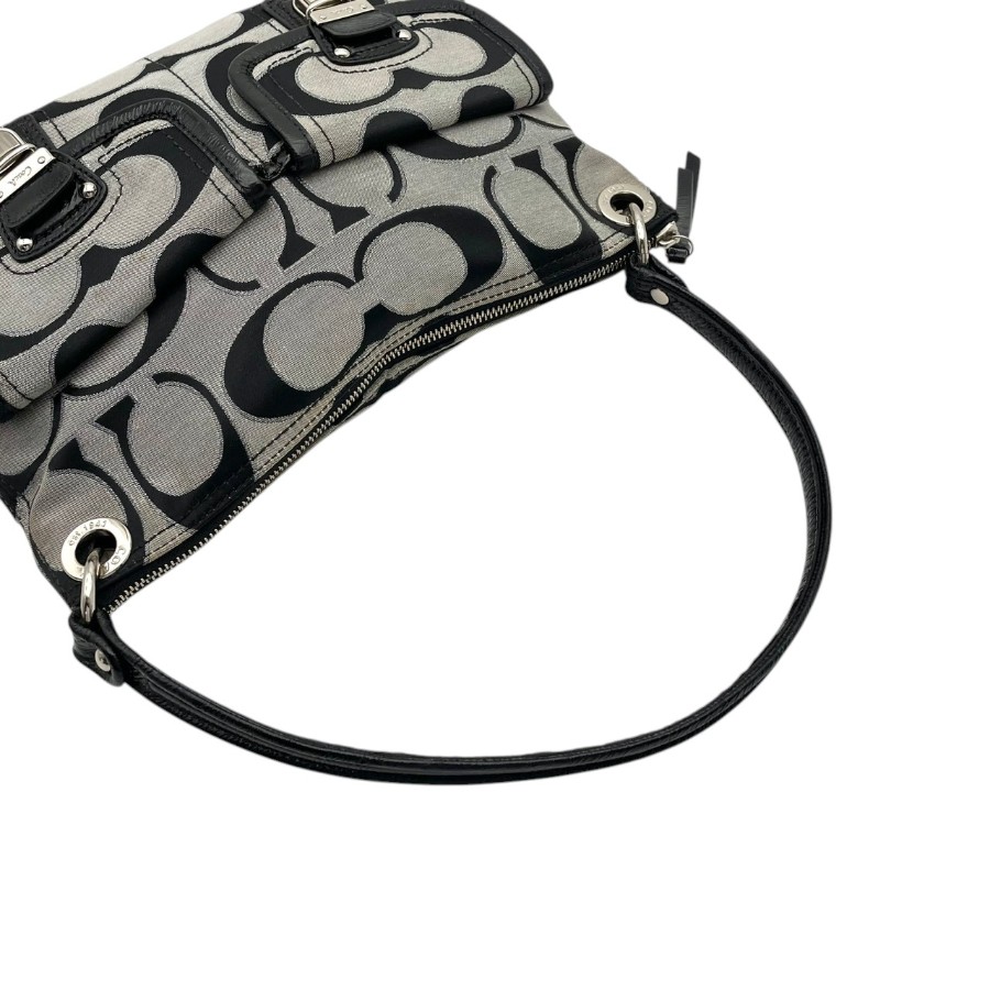 COACH Op Art Y2K Vintage Signature One Shoulder Bag Gray Black