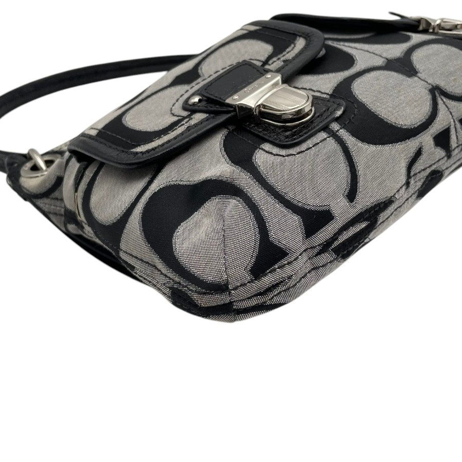 COACH Op Art Y2K Vintage Signature One Shoulder Bag Gray Black