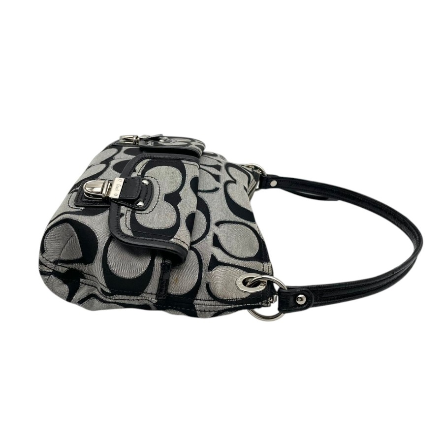 COACH Op Art Y2K Vintage Signature One Shoulder Bag Gray Black