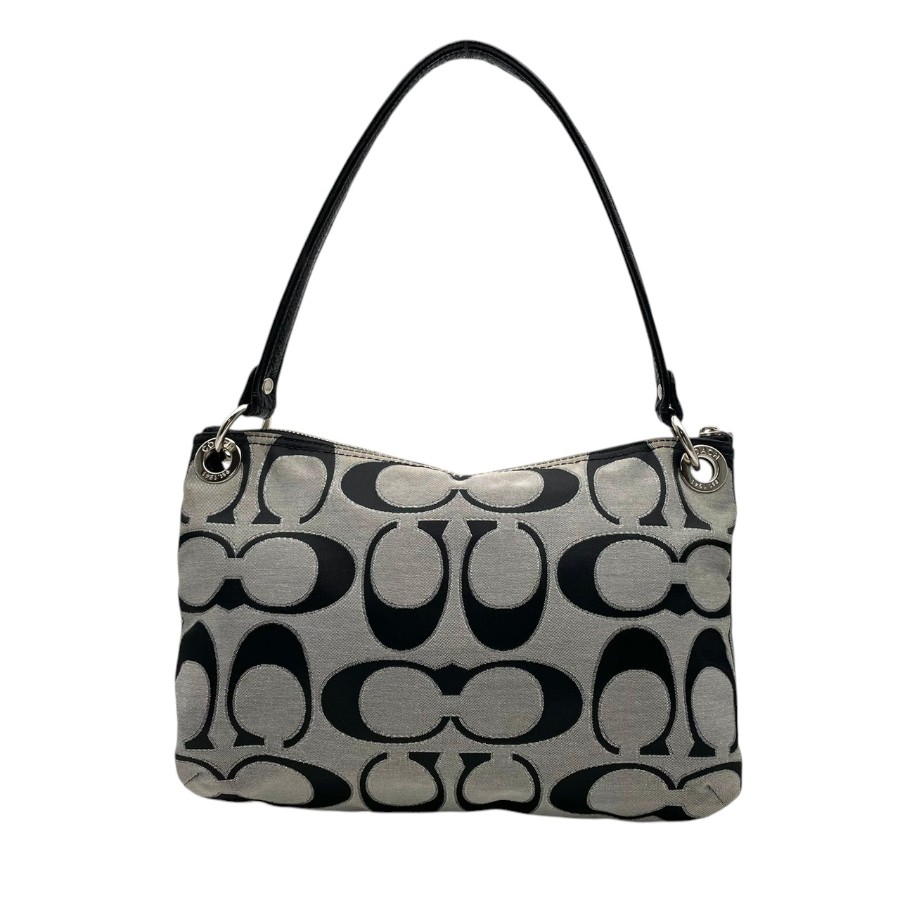 極美品 COACH 00s Op Art Signature Hobo Y2K COACH Op Art Y2K Vintage Signature One Shoulder Bag Gray Black