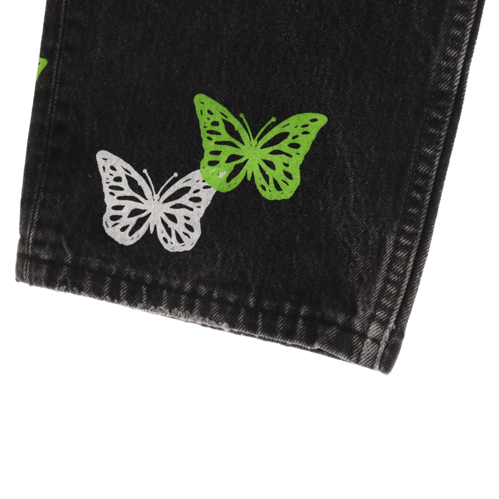 About Dreams Butterfly Denim Butterfly Paint Remake Denim Pants Black 33  Black